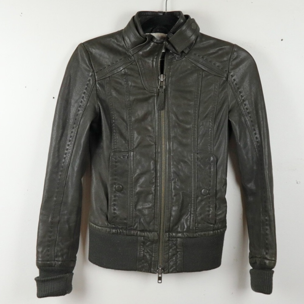 Artizia x Mackage Dark Olive Green Leather Jacket